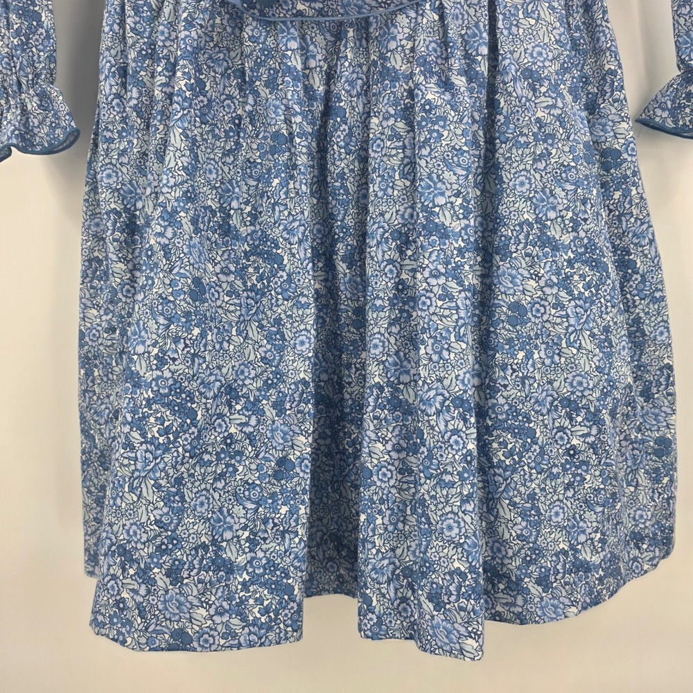 NEW PEPA LONDON DAPHNE FLORAL SMOCKED DRESS GIRLS 6Y BLUE FRILL LONG SLEEVE $410 - Picture 11 of 16